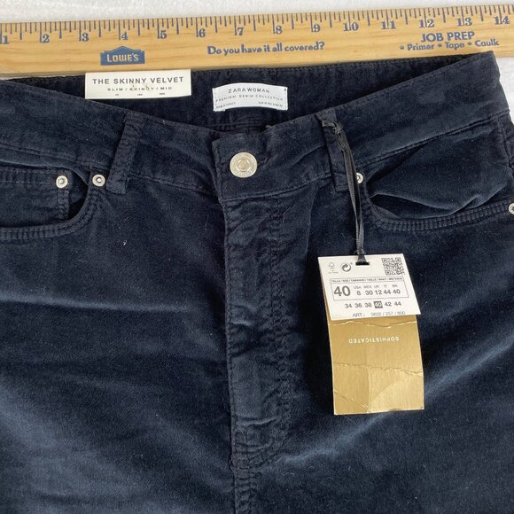 Zara Woman NWT "The Skinny Velvet" Jeans, Premium Denim Collection, Black, S 40 - Picture 4 of 10